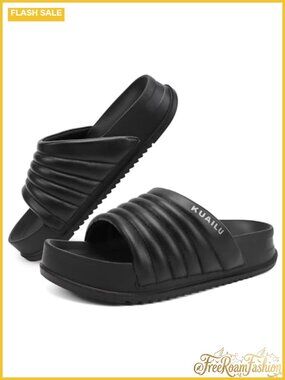 Women's Arch Support Platform Slide Sandals Slingback Faux Leather